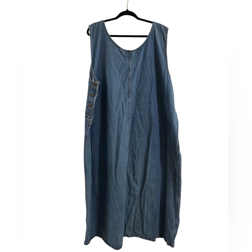 Embroidered Denim Sleeveless Dress - Blue - Picture 2 of 7